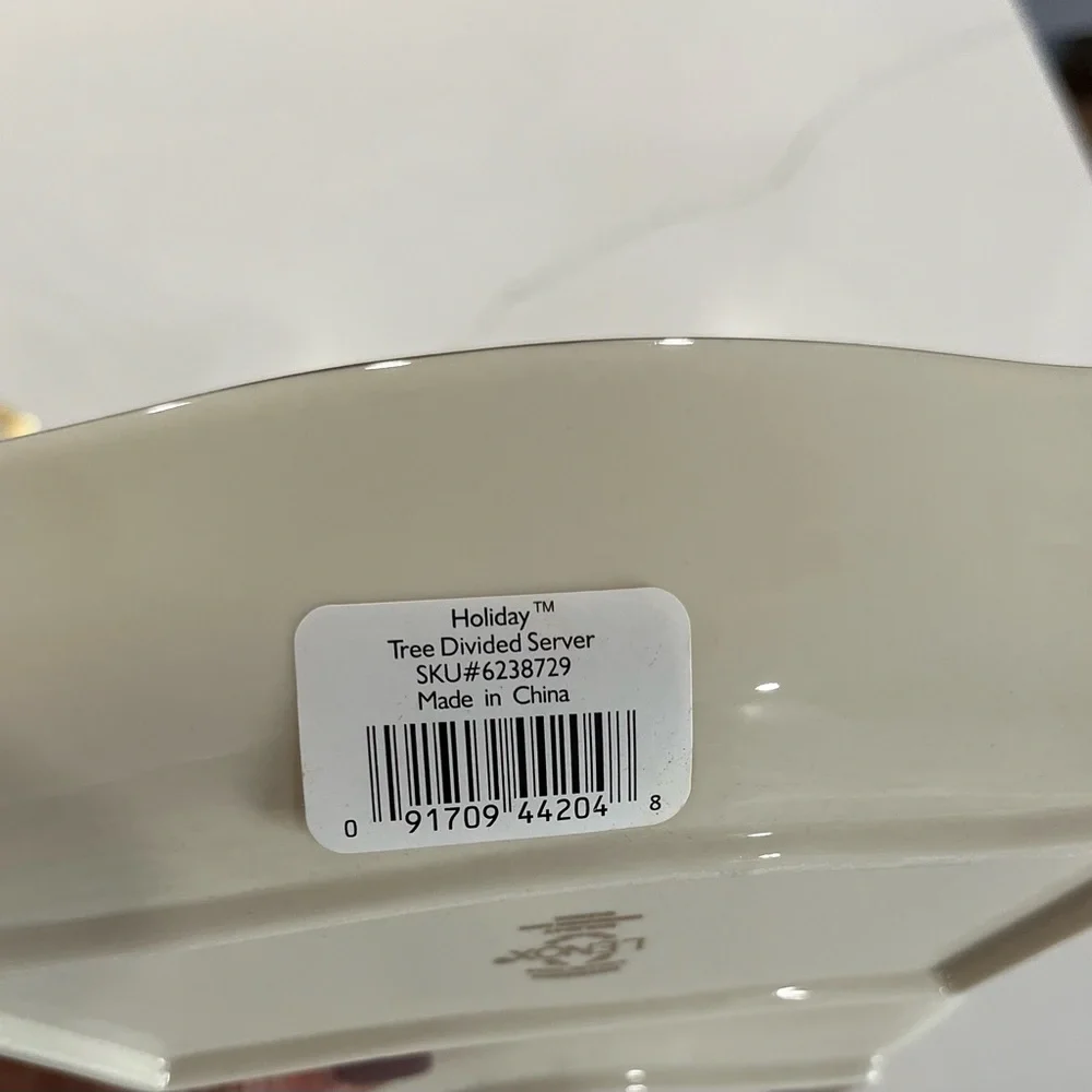Christmas Serving Dish  Lenox Holiday Tree Divided Server 3 sections. New - Picture 3 of 10